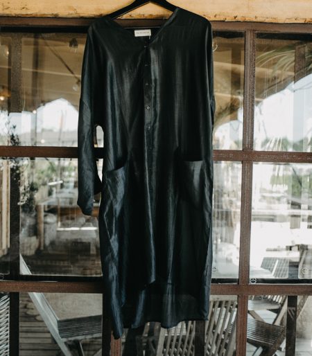 FGL - Mia Tunic Black - Sheer Silk/Cotton Blouse in Black
