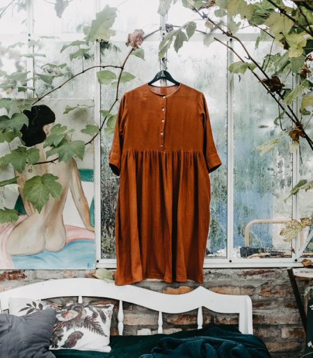 FGL - Everyday Dress Rust- Soft Cotton Gauze Dress